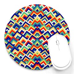 Trendy Chic Modern Chevron Pattern Round Mousepad by GardenOfOphir