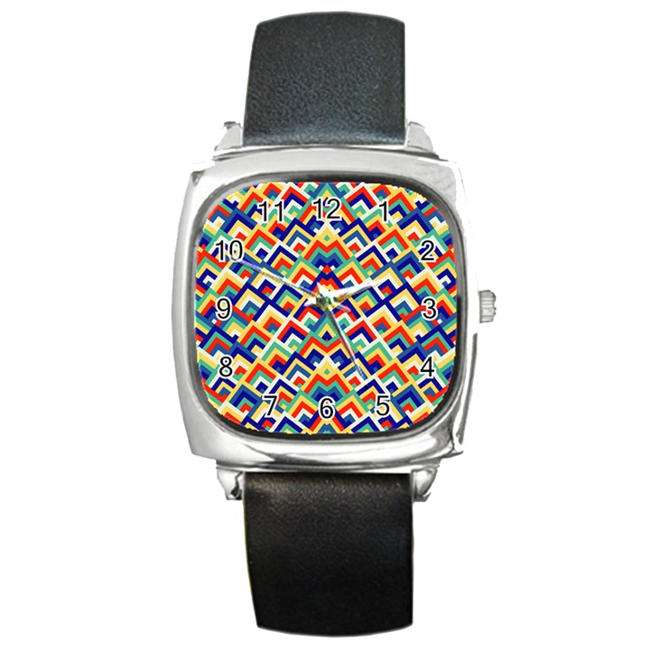 Trendy Chic Modern Chevron Pattern Square Metal Watch