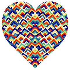 Trendy Chic Modern Chevron Pattern Wooden Puzzle Heart by GardenOfOphir