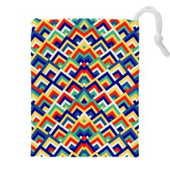 Trendy Chic Modern Chevron Pattern Drawstring Pouch (5xl) by GardenOfOphir