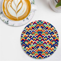 Trendy Chic Modern Chevron Pattern Uv Print Round Tile Coaster by GardenOfOphir