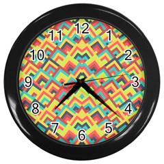 Trendy Chic Modern Chevron Pattern Wall Clock (black) by GardenOfOphir