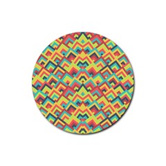 Trendy Chic Modern Chevron Pattern Rubber Coaster (round) by GardenOfOphir