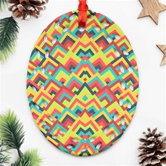 Trendy Chic Modern Chevron Pattern Ornament (oval Filigree)