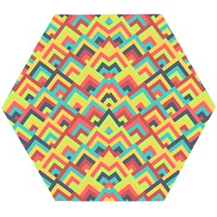 Trendy Chic Modern Chevron Pattern Wooden Puzzle Hexagon by GardenOfOphir