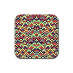 Trendy Chic Modern Chevron Pattern Rubber Square Coaster (4 Pack) by GardenOfOphir