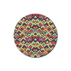 Trendy Chic Modern Chevron Pattern Rubber Coaster (round) by GardenOfOphir