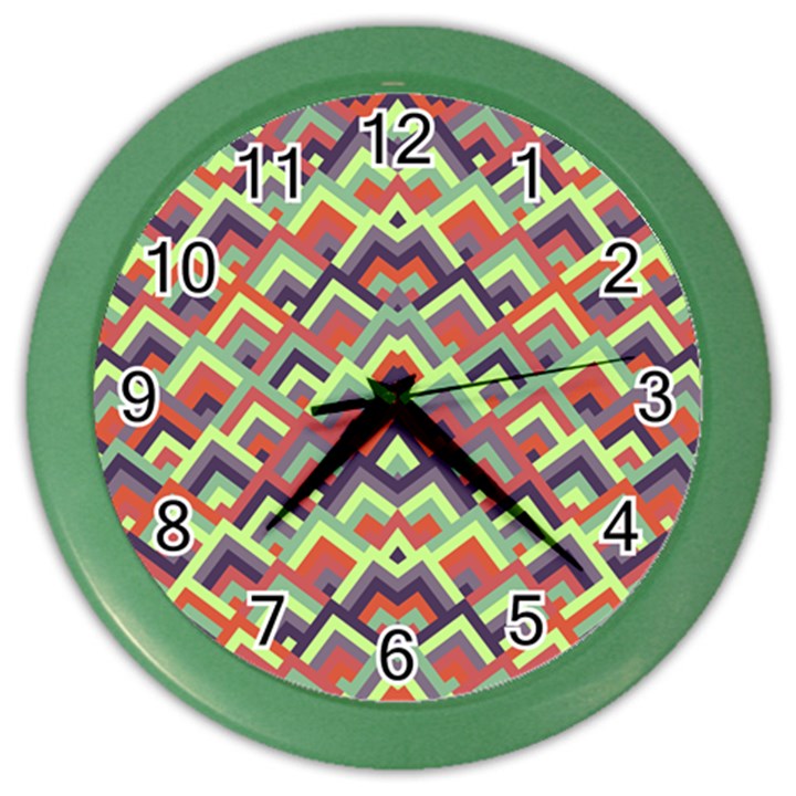 Trendy Chic Modern Chevron Pattern Color Wall Clock