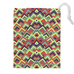 Trendy Chic Modern Chevron Pattern Drawstring Pouch (4xl) by GardenOfOphir