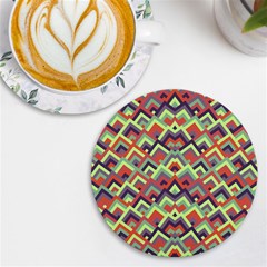 Trendy Chic Modern Chevron Pattern Uv Print Round Tile Coaster by GardenOfOphir