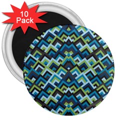 Trendy Chic Modern Chevron Pattern 3  Magnets (10 Pack)  by GardenOfOphir