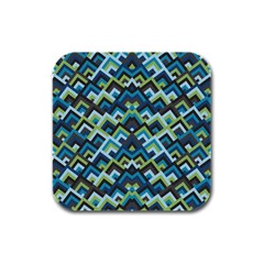 Trendy Chic Modern Chevron Pattern Rubber Square Coaster (4 pack)