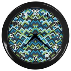 Trendy Chic Modern Chevron Pattern Wall Clock (Black)