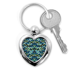 Trendy Chic Modern Chevron Pattern Key Chain (Heart)