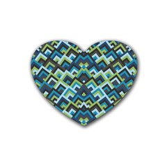 Trendy Chic Modern Chevron Pattern Rubber Coaster (heart) by GardenOfOphir