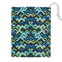 Trendy Chic Modern Chevron Pattern Drawstring Pouch (5xl) by GardenOfOphir