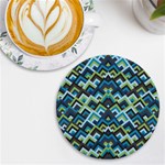 Trendy Chic Modern Chevron Pattern UV Print Round Tile Coaster Front