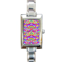 Colorful Trendy Chic Modern Chevron Pattern Rectangle Italian Charm Watch by GardenOfOphir