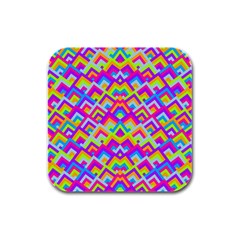 Colorful Trendy Chic Modern Chevron Pattern Rubber Square Coaster (4 Pack) by GardenOfOphir