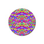 Colorful Trendy Chic Modern Chevron Pattern Rubber Coaster (Round) Front