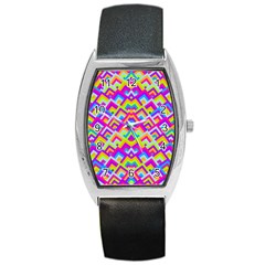 Colorful Trendy Chic Modern Chevron Pattern Barrel Style Metal Watch by GardenOfOphir