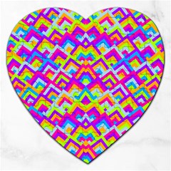 Colorful Trendy Chic Modern Chevron Pattern Jigsaw Puzzle (heart) by GardenOfOphir