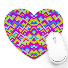 Colorful Trendy Chic Modern Chevron Pattern Heart Mousepad by GardenOfOphir