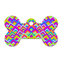 Colorful Trendy Chic Modern Chevron Pattern Dog Tag Bone (one Side) by GardenOfOphir