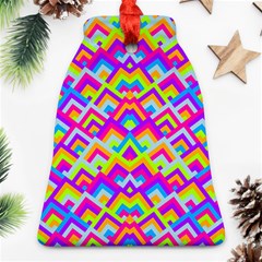 Colorful Trendy Chic Modern Chevron Pattern Bell Ornament (two Sides) by GardenOfOphir