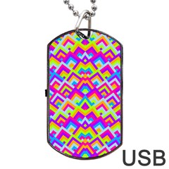 Colorful Trendy Chic Modern Chevron Pattern Dog Tag Usb Flash (two Sides) by GardenOfOphir