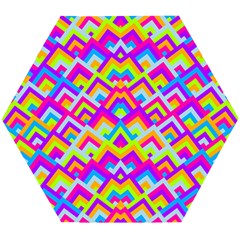 Colorful Trendy Chic Modern Chevron Pattern Wooden Puzzle Hexagon by GardenOfOphir