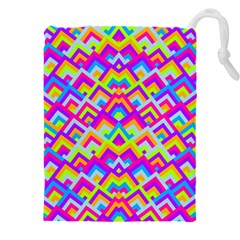 Colorful Trendy Chic Modern Chevron Pattern Drawstring Pouch (4xl) by GardenOfOphir