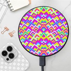 Colorful Trendy Chic Modern Chevron Pattern Wireless Fast Charger(black) by GardenOfOphir