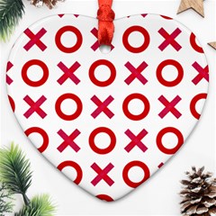 Pattern Xoxo Red White Love Ornament (heart) by Jancukart