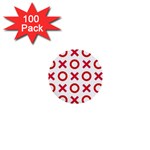 Pattern Xoxo Red White Love 1  Mini Buttons (100 pack)  Front