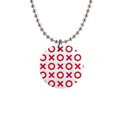 Pattern Xoxo Red White Love 1  Button Necklace by Jancukart