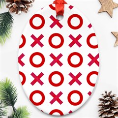 Pattern Xoxo Red White Love Oval Ornament (two Sides) by Jancukart