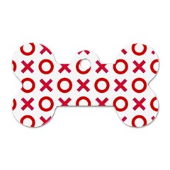 Pattern Xoxo Red White Love Dog Tag Bone (one Side) by Jancukart