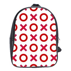 Pattern Xoxo Red White Love School Bag (large) by Jancukart