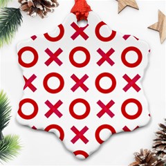 Pattern Xoxo Red White Love Snowflake Ornament (two Sides) by Jancukart