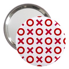 Pattern Xoxo Red White Love 3  Handbag Mirrors by Jancukart