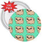 Puppy Pattern Dog Pet 3  Buttons (100 pack)  Front