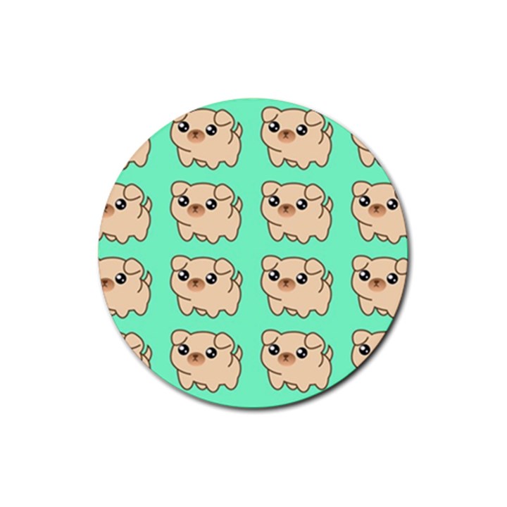 Puppy Pattern Dog Pet Rubber Round Coaster (4 pack)