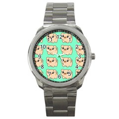 Puppy Pattern Dog Pet Sport Metal Watch by Jancukart