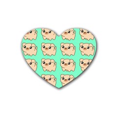 Puppy Pattern Dog Pet Rubber Heart Coaster (4 Pack) by Jancukart