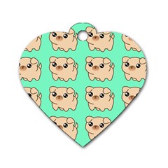 Puppy Pattern Dog Pet Dog Tag Heart (two Sides) by Jancukart