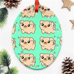 Puppy Pattern Dog Pet Ornament (oval Filigree)