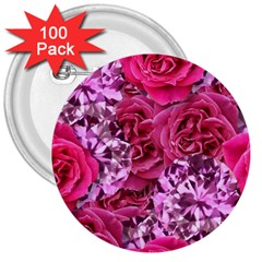 Roses Pink Tourmaline Seamless 3  Buttons (100 Pack) 