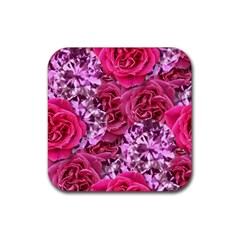 Roses Pink Tourmaline Seamless Rubber Coaster (square)