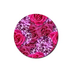 Roses Pink Tourmaline Seamless Rubber Coaster (round)